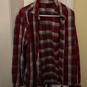 Uniqlo Red and White Flannel Shirt